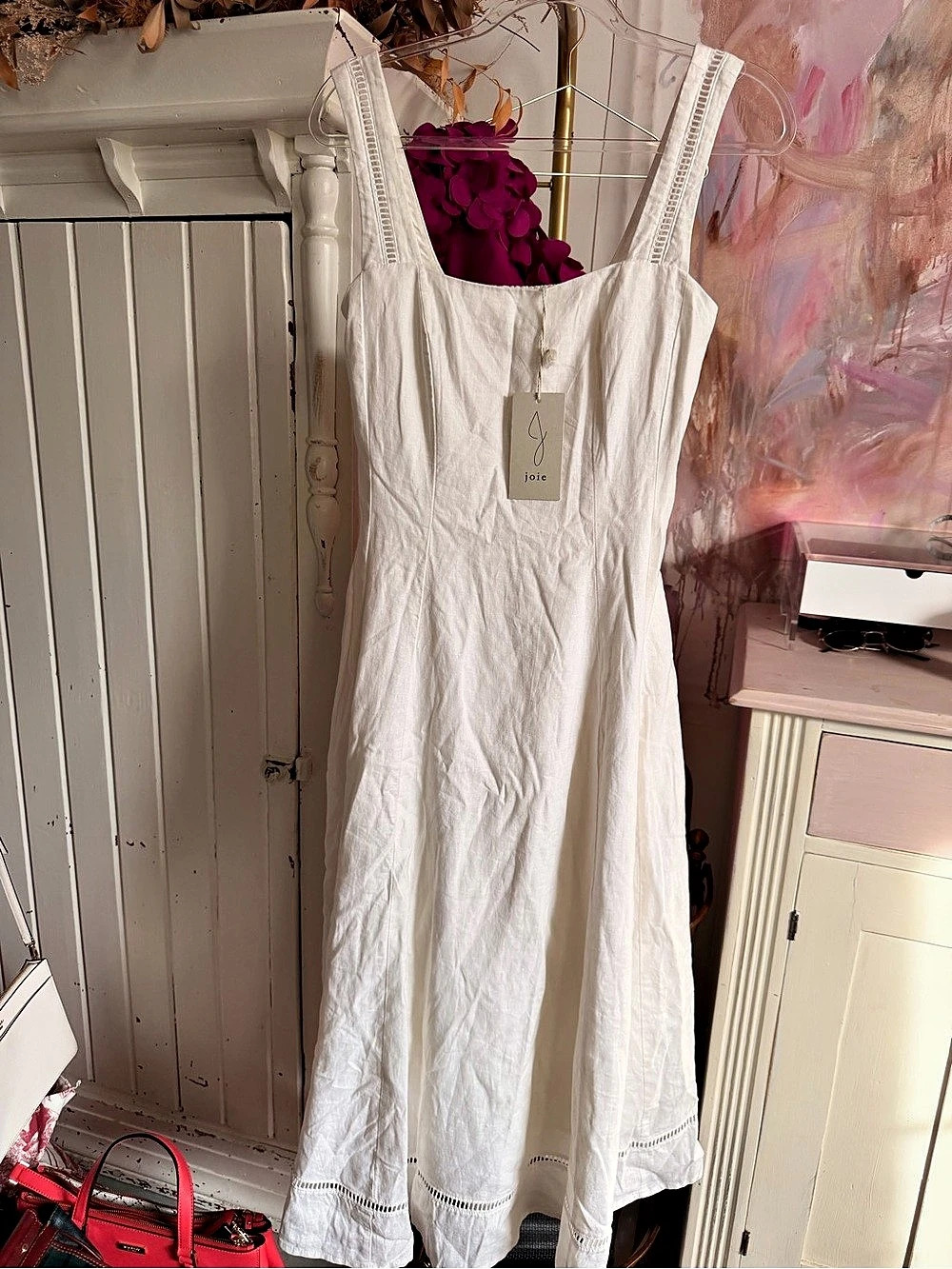Joie White Cotton Maxi Dress Size Small Like New